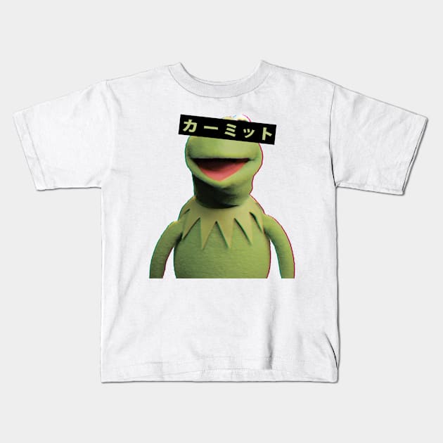 Kermit the frog vaporwave Kids T-Shirt by dumbvaporwave